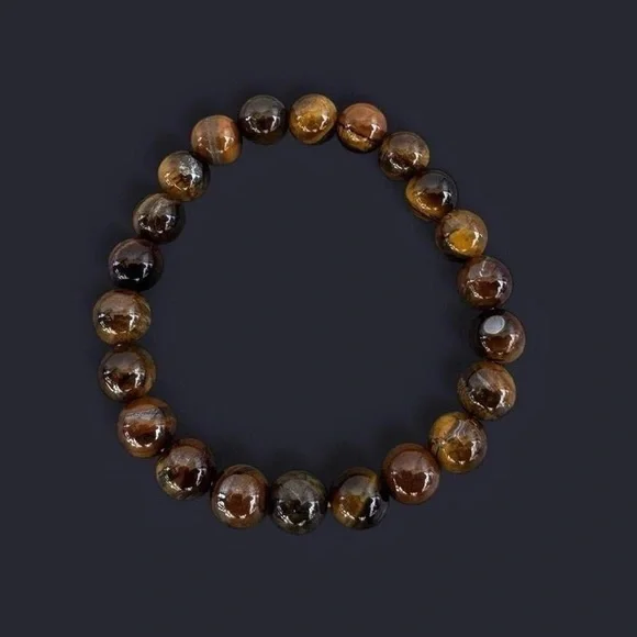 Tiger’s Eye Gemstone Bead Bracelet 8mm