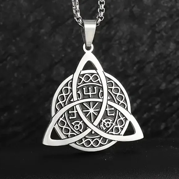 Men's Stainless Steel Triquetra Celtic Norse Viking Necklace
