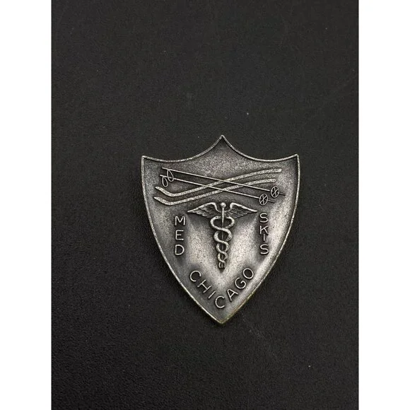 SKI Badge Chicago Medical Skiing Rescue Pin Ski Slopes Vintage
