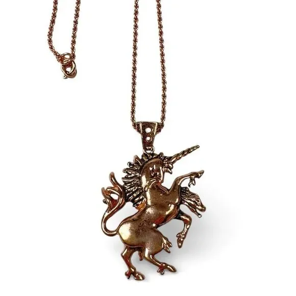 Han Cholo Last Unicorn Pendant Rope Chain Necklace Rose Gold Vintage Y2K