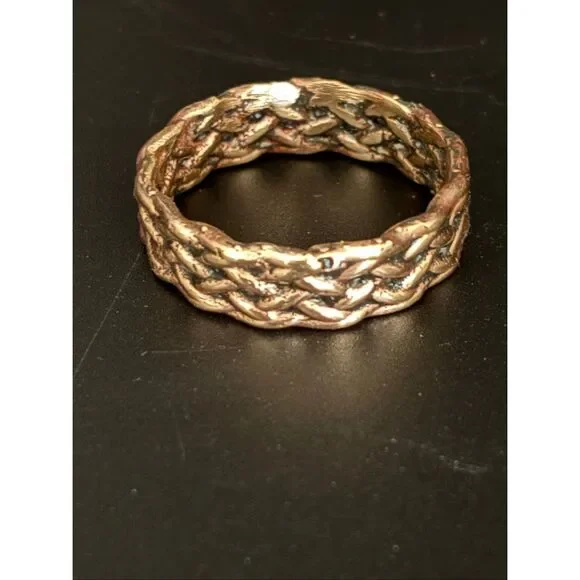 Mens Brass Ring Band, Woven Texture, Size 12, NEW, Handmade