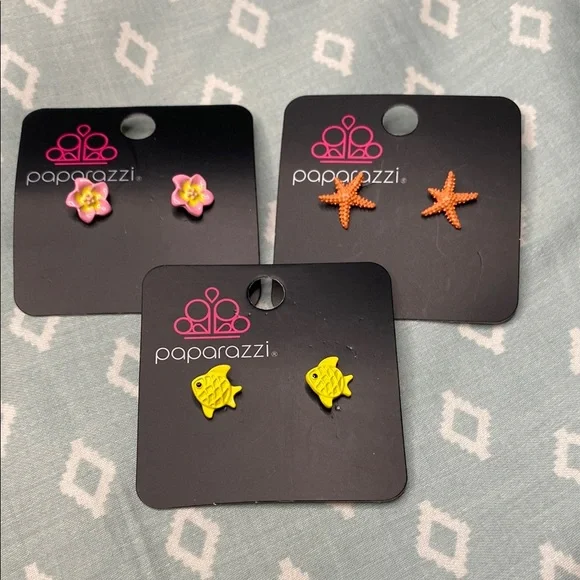 Paparazzi Kids Flower, Starfish, and Fish Earrings Set