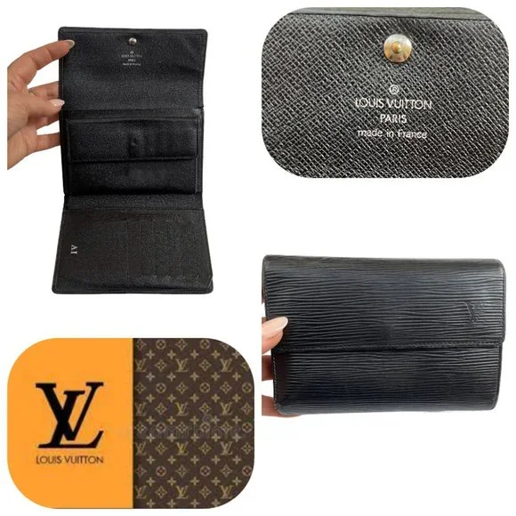 Auc Louis Vuitton Epi Leather black Snappy Vintage wallet/purse SP1028
