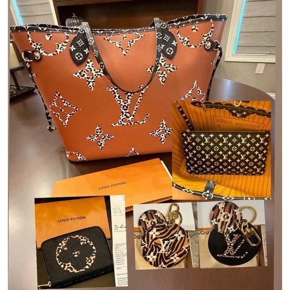 Louis Vuitton Neverfull Jungle Tote, Wallet, Pouch, Key Chain LOT ** MINT RARE