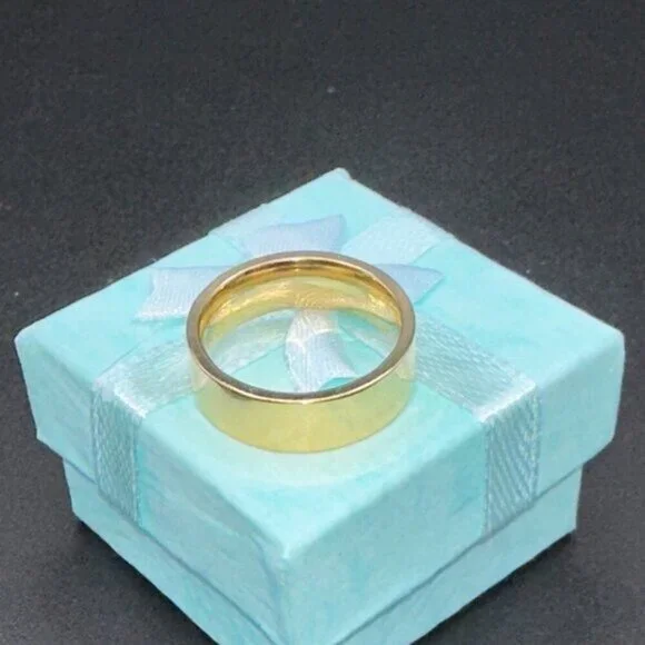 Unisex Gold Tone Band Ring Wedding Fashion