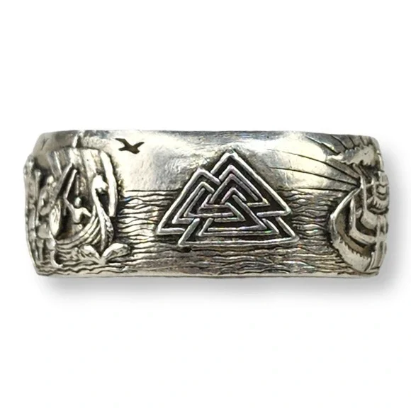 Zorina Jewelry Norse Mythology Viking Band Ring Odin Mjolnir Yggdrasil Size 11