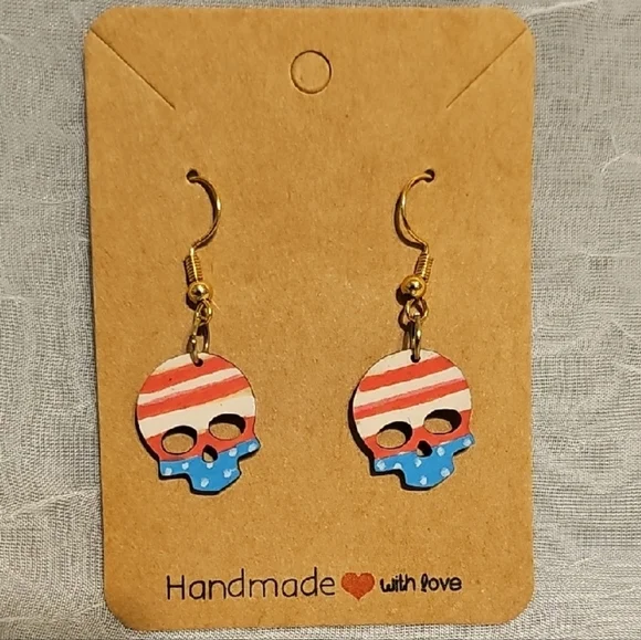 Patriotic Skull Earrings for Kids