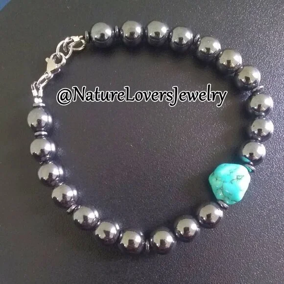 Sleek Gray Hematite + Magnesite Bracelet! Sexy Gift for Him! 8-8.5