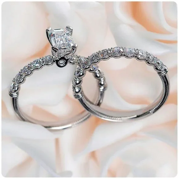 🔥 Shiny Radiant Cut Zircon Macro Pave Beautiful Wedding Ring for Women, PD401