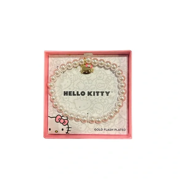 Hello Kitty Gold and White Pearl Bracelet