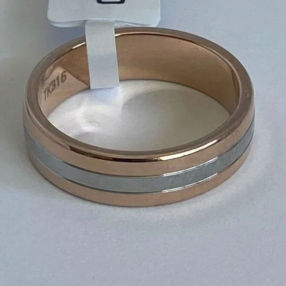 Men’s Stainless Steel Ring Size 10 Two Tone Rose Gold & Silver Band
