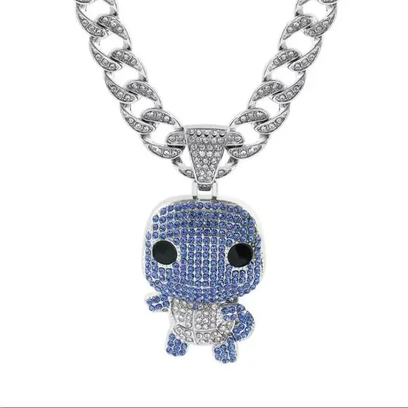 Pokemon Pave Diamond Hip Hop Bling Drip Cuban Necklace Anime