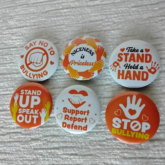 Anti-Bullying Button Pin Set Of 6 Unused 1.5