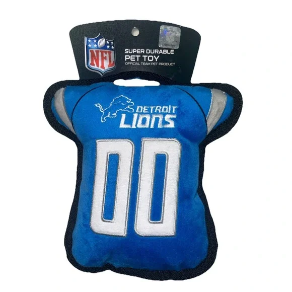Detroit Lions NFL Dog Toy Plush Jersey Squeaky Pet Toy Blue Silver NEW