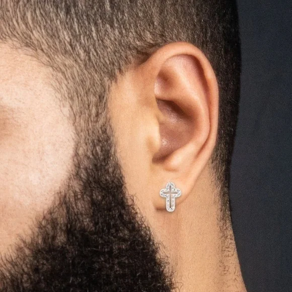 1pc Singular Silver Open Cross Stud Earring (NOT A PAIR)