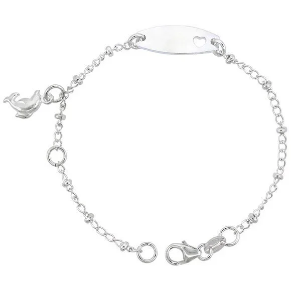 Sterling Silver Baby ID Bracelet Heart Dolphin