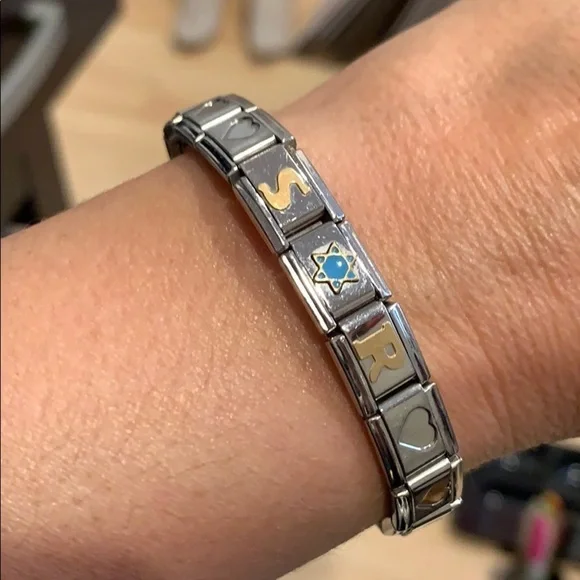 6” Stainless still Girls Bracelet S R initial