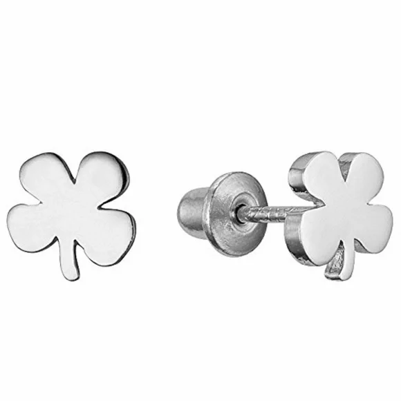 Sterling Silver or Gold plated Clover screw back Earrings