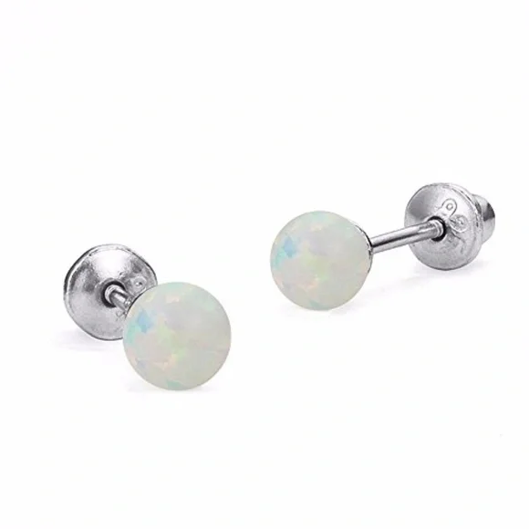 14k Gold plated 4mm or 5mm Simulated Opal Earrings
