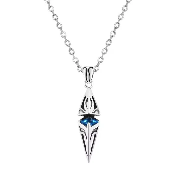Blue Stone Stainless Steel Silver Tone Necklace Geometric Pendant Men's Jewelry