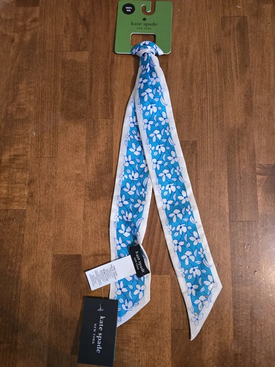kate spade Blue Floral Skinny Silk Scarf