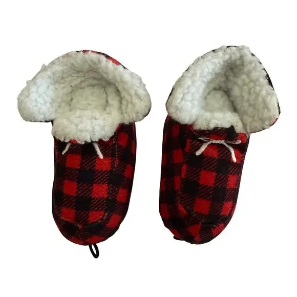 Bark Box 2 Piece Winter Shoe Plaid Booties in Red​