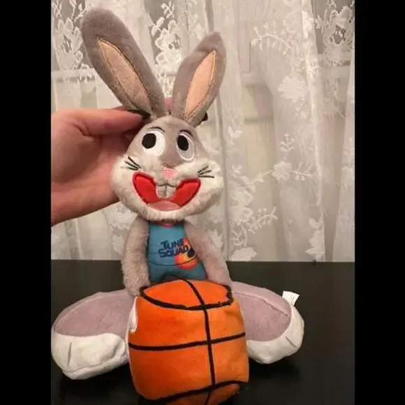 Bark Basketball Bunny Plush Dog Toy - Sporty Squeaky Fun