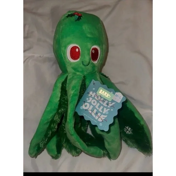 Bark Box Holly Jolly Ollie Octopus‎ Dog Toy Christmas M/L Crinkle Barkbox