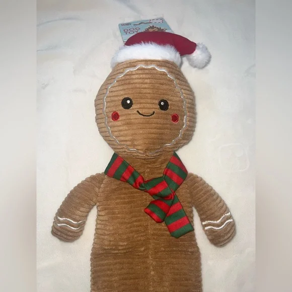 Paw Yeah Christmas‎ Gingerbread Man Dog Toy Plush Squeaker NWT