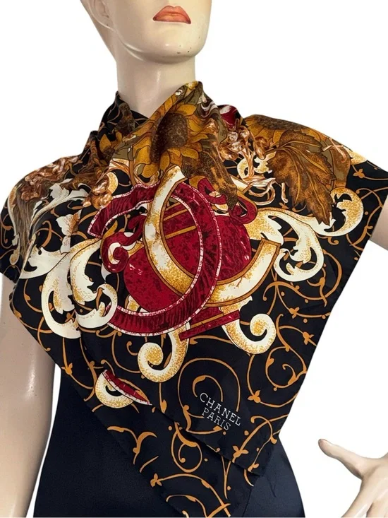 CHANEL Paris Sunflower Silk Scarf
