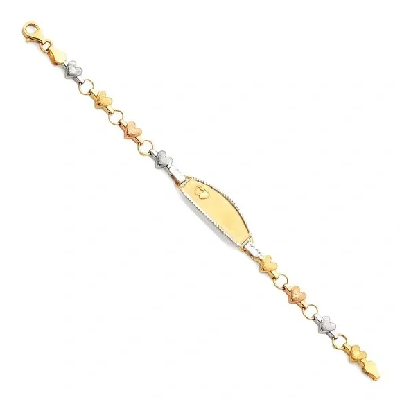 14k tri color Gold Child ID Bracelete 6 inches