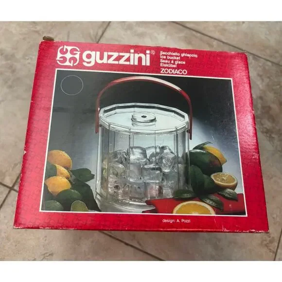 Ambrogio Pozzi For Guzzini Ice Bucket Model Amanda Vintage And To Tongs