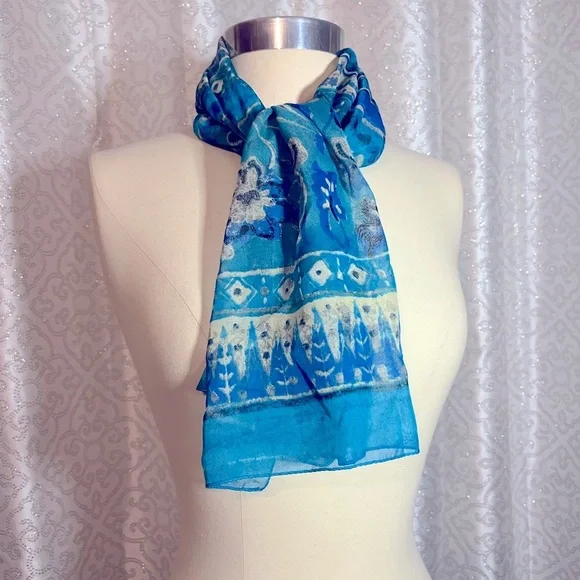 Blue & Gray silk scarf
