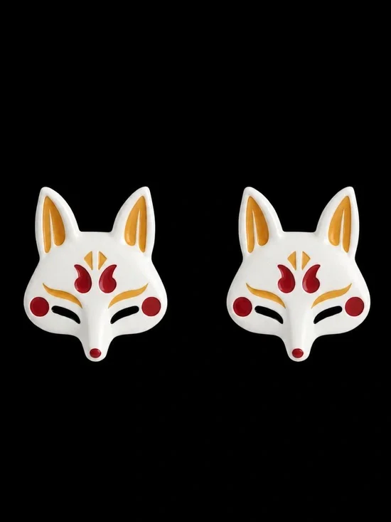 “Kitsune” Japanese Trickster Fox Supernatural Spirit Folklore Magic Kawaii Studs