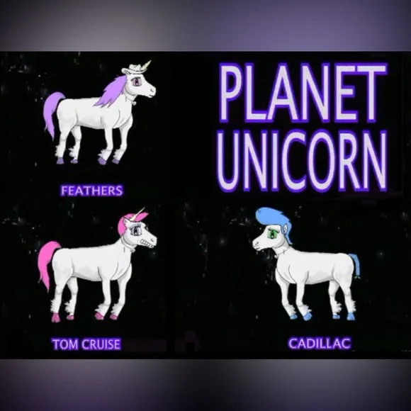 “Planet Unicorn” Rainbow Mane Sleepy Drowsy Serene Fantasy Creature Steel Studs