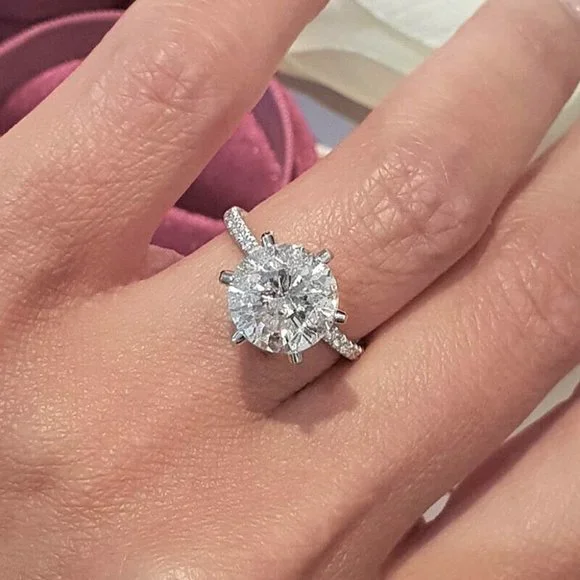New Gorgeous Engagement 2.5 ct 925 Silver Round Diamond Solitaire Ring
