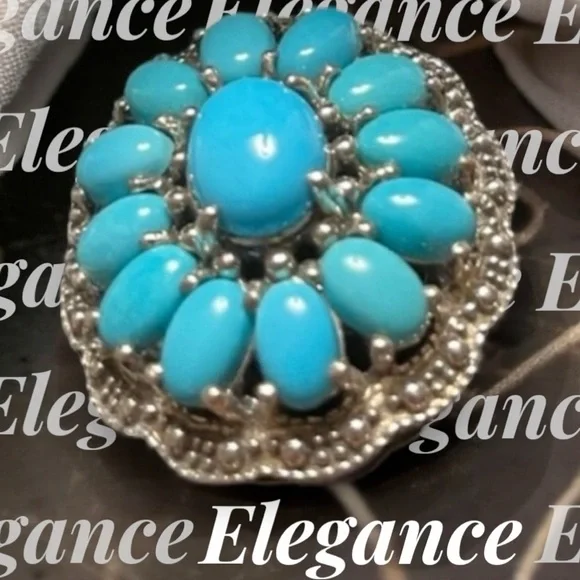 Sleeping Beauty Turquoise Squash Blossom Ring size 5-5.25 ~ Exquisite