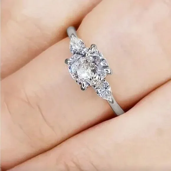 Silver Faux Diamond CZ Ring 6
