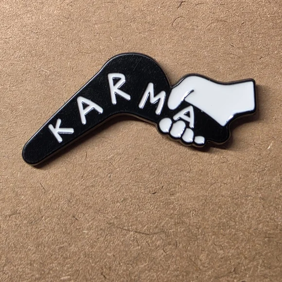 Black and White Karma Enamel Pin