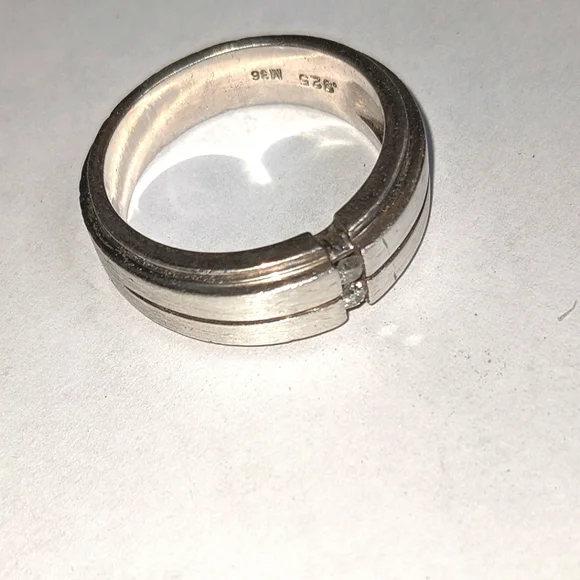 Vintage Men's Sterling Silver Diamond‎ Band Size 10