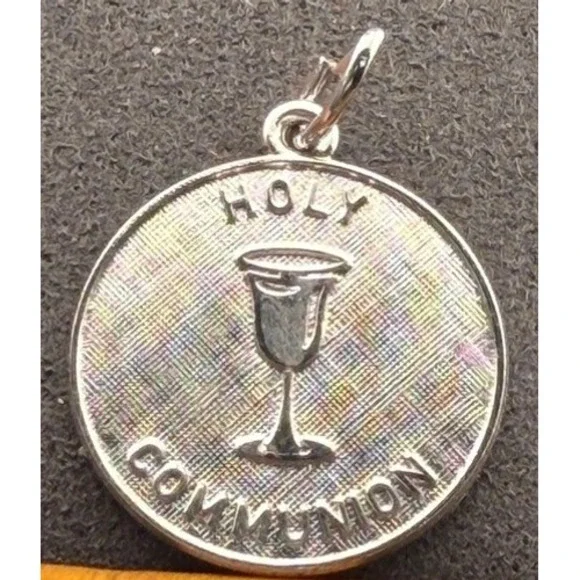 Vintage Sterling Silver Holy Communion Medal Charm Religious Pendant 3/4