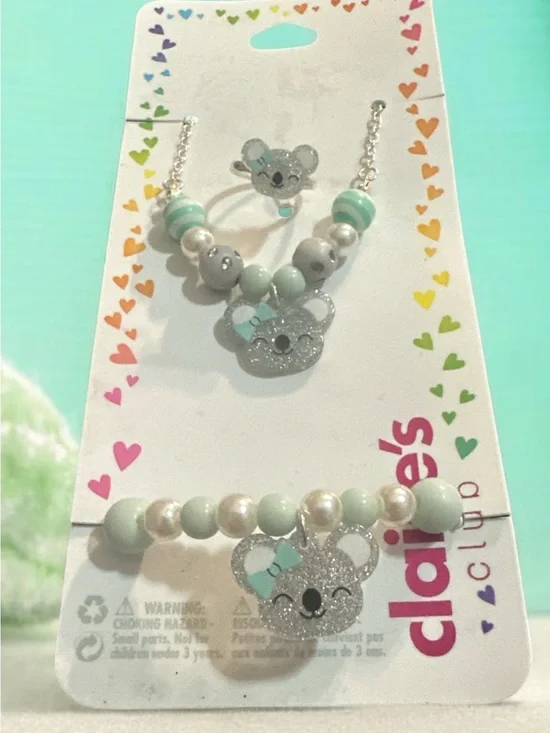 Claire's Kids Mint Koala Necklace and Bracelet Set 1051
