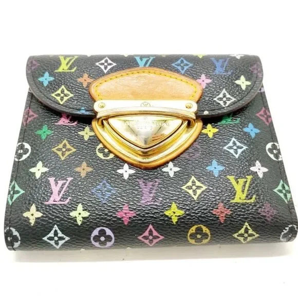 Auth Louis Vuitton Multicolor Monogram Murakami Portefeuille Joey Compact Wallet