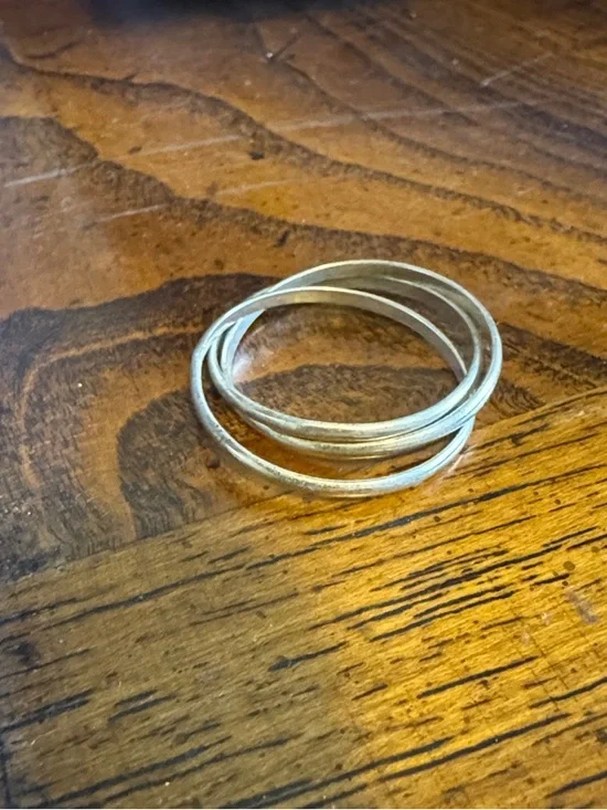 Men's Intertwined Silver Tone Band Rings - Layered Minimalist Set