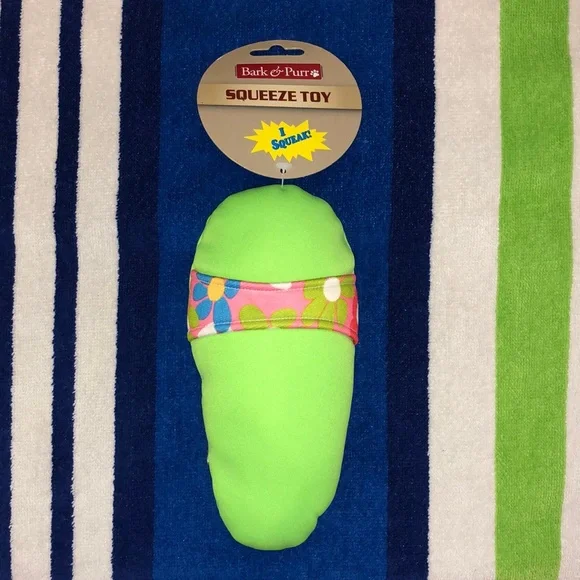 Bark & Purr Squeeze Dog Toy Floral Aloha Print Slipper Squeaky 8” x 4” New NWT