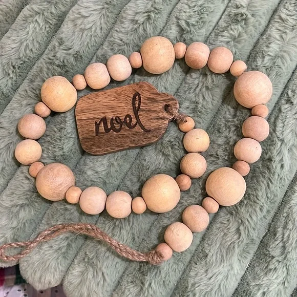 NWT NOEL Wood Beads Garland Christmas