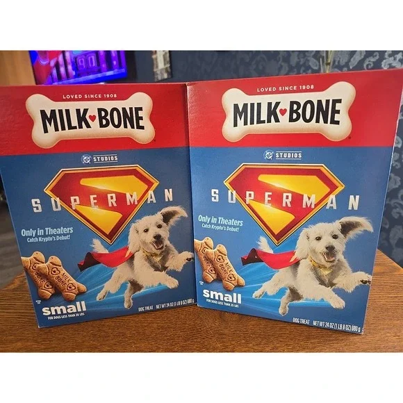 2 Milk Bone Biscuit Small Dogs 24 Oz Superman Krypto Promo Box Sealed No Comic