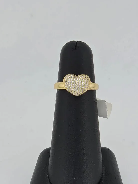 Beautiful 925 Sterling Silver Bubble Heart Cubic Zirconia Ring