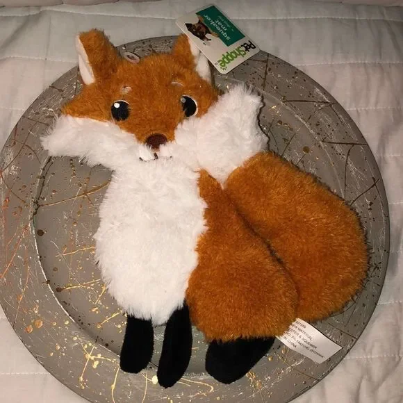 PetShoppe Cutest Fox Squeaker Mat Dog Toy White Rust Brown Black NWT