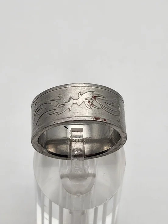 Thick Stainless Steel Silver Tone Band Ring (10)